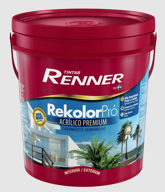 Tinta Renner Acríico Semi Brilho Rekolor Pró 18 Litros Branco
